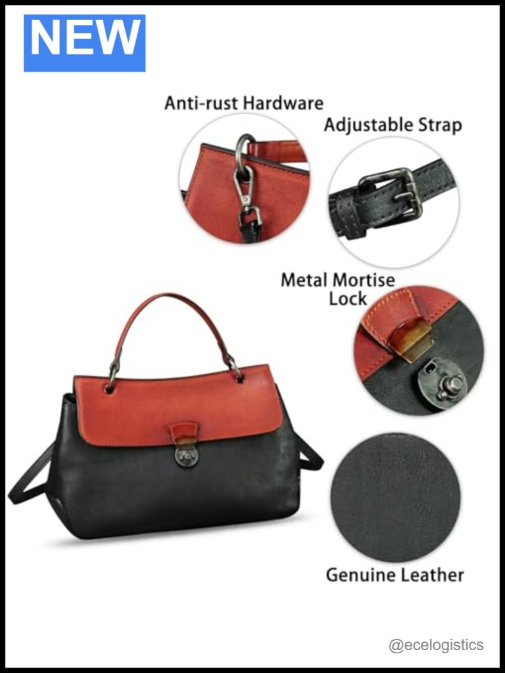 Women's Genuine Leather Crossbody Satchel Handbag Retro Vintage Ladies Purse - Picture 5 of 6